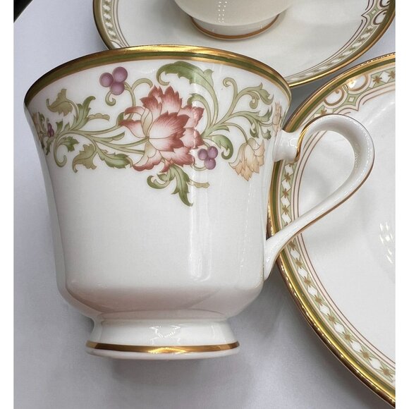Brand New Royal Doulton Porcelain "Lichfield" Floral Teacup & Saucer Set of 6 - Picture 2 of 12
